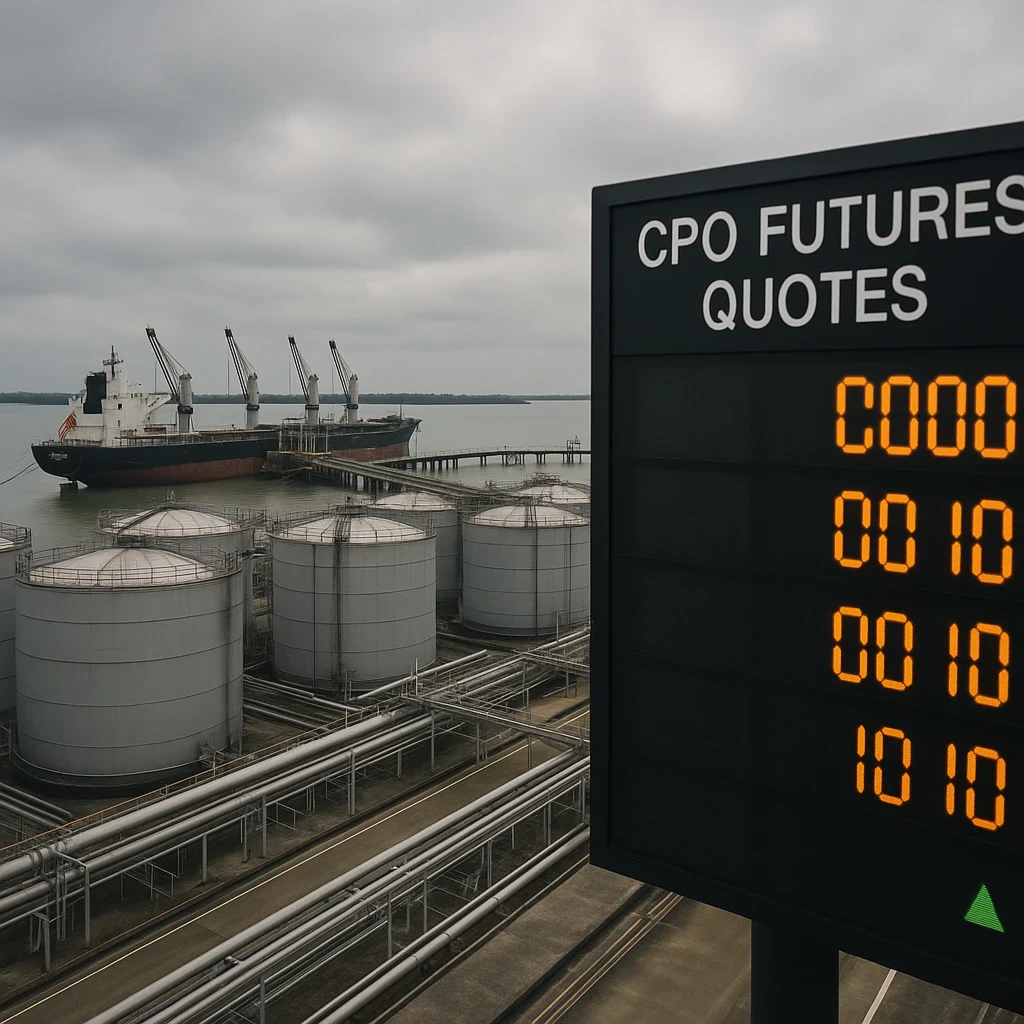Malaysian benchmark slips 1% as Brent crude’s weekly 8.1% drop weighs on biodiesel sentiment, though Indian import surge and wide palm-soyoil spread provide a floor.