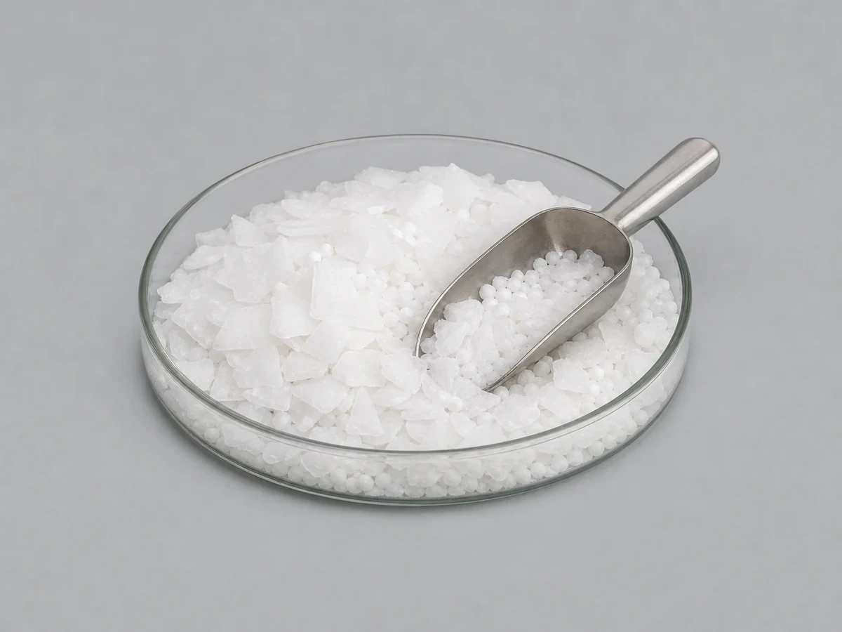 White lauric acid flakes, a C12 saturated fatty acid