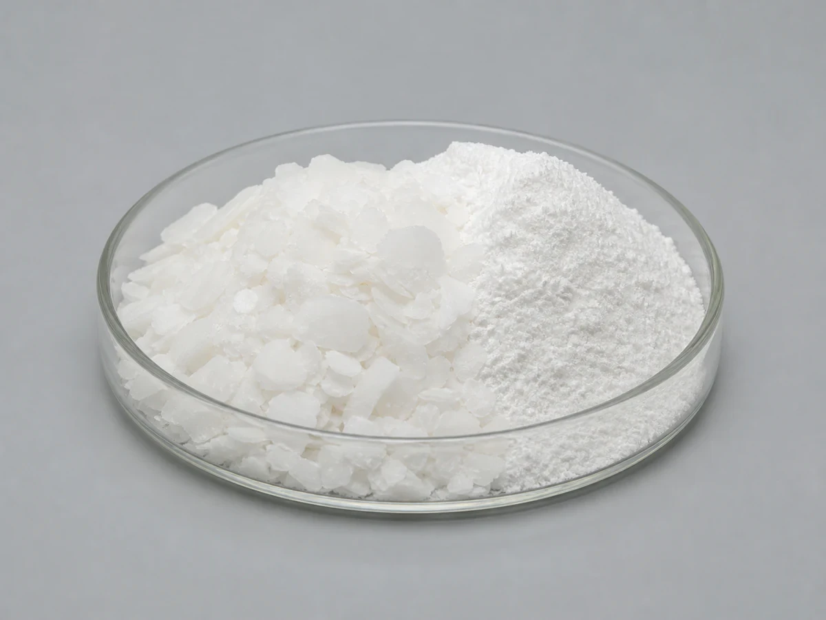 White myristic acid crystalline flakes, a C14 saturated fatty acid